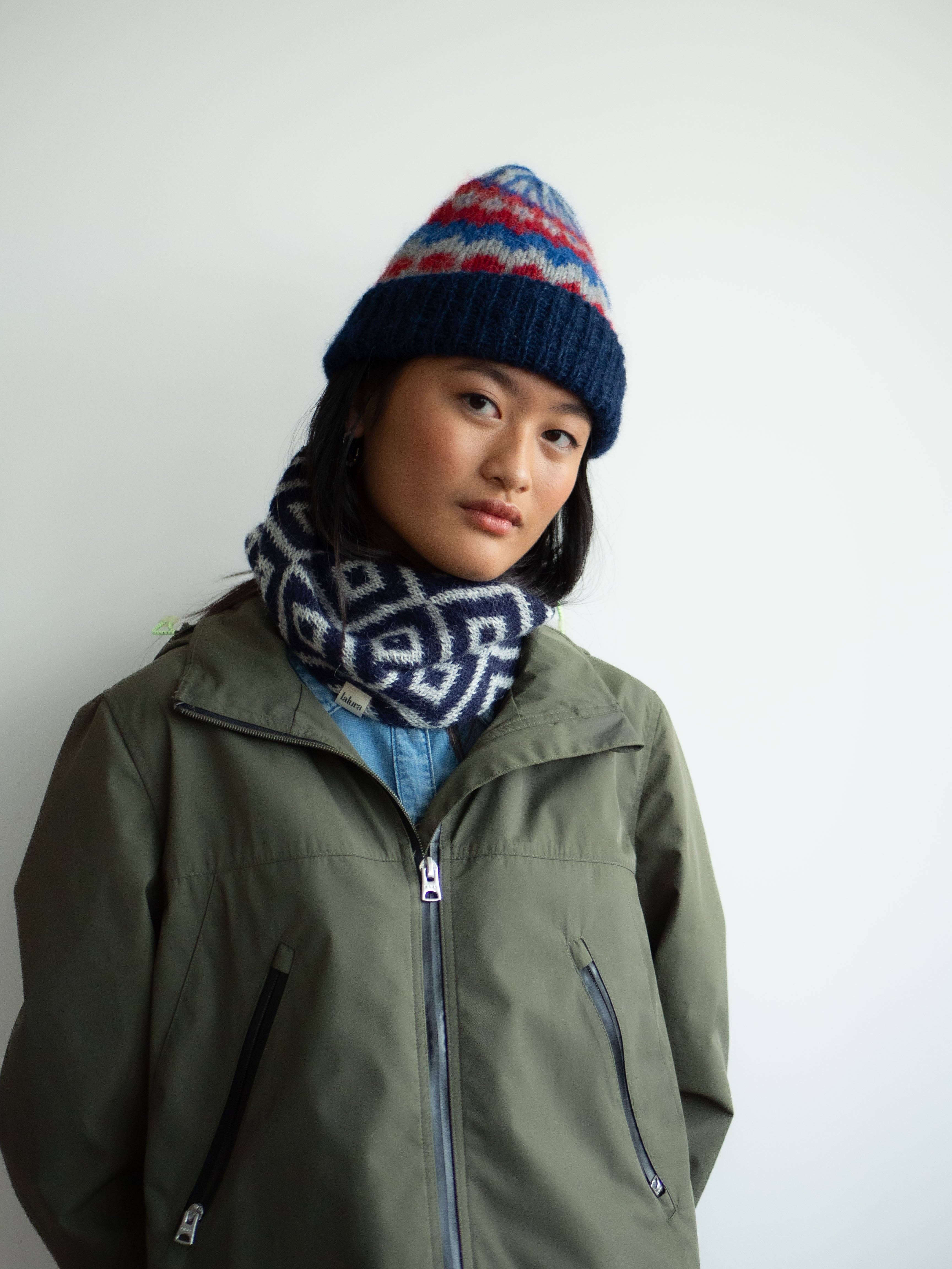 Lalura - Vendita all'ingrosso Sciarpa - Donna - Collo tessere blu quadri2