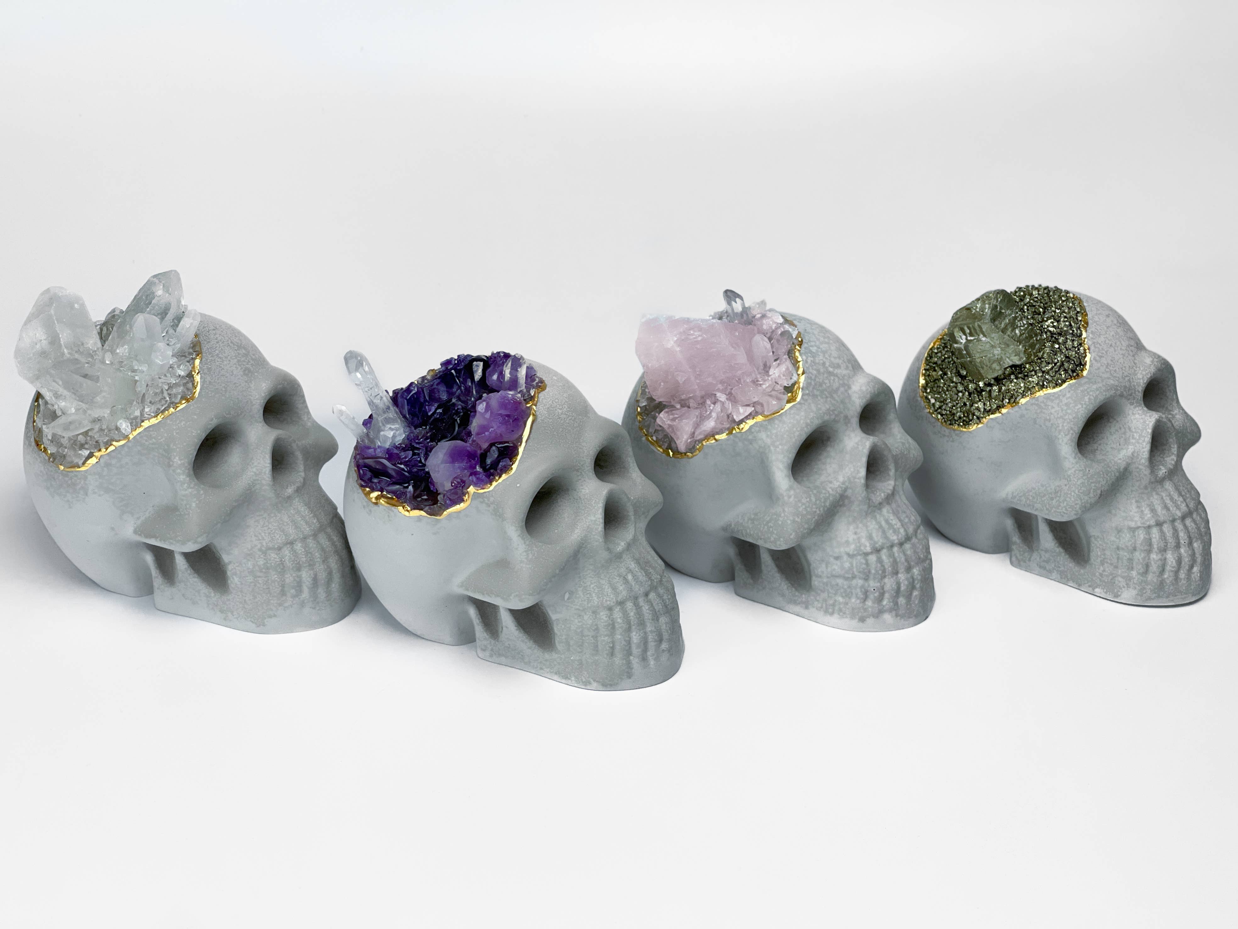 Planters Made in the USA - Wholesale Decoratief beeldje - Groot schedelbeeld van rozenkwarts en natuurlijke kristallen5