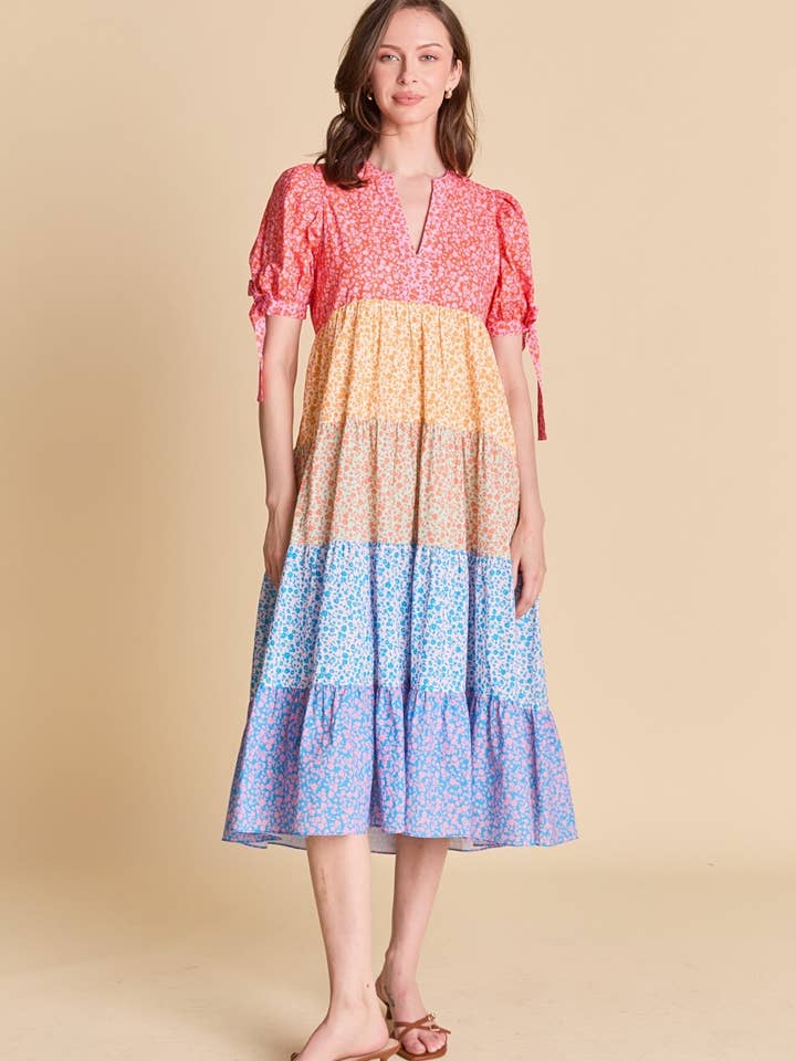 O Vestido Midi Florido em Camadas por atacado de English Factory