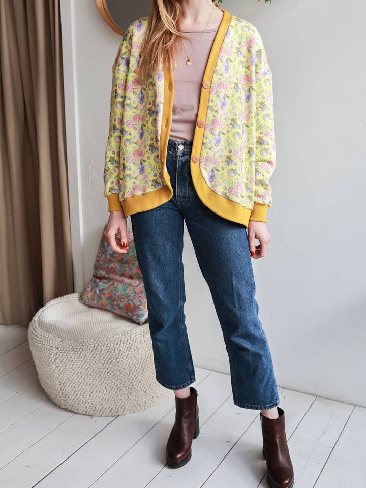 Cardigan oversize 'Homecoming' | giardino gourmet | limone per la vendita all'ingrosso da parte di aesthete-kidswear