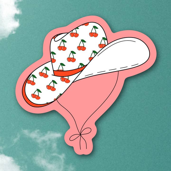 Cherry coquette cowgirl sticker for wholesale by Sage and Virgo