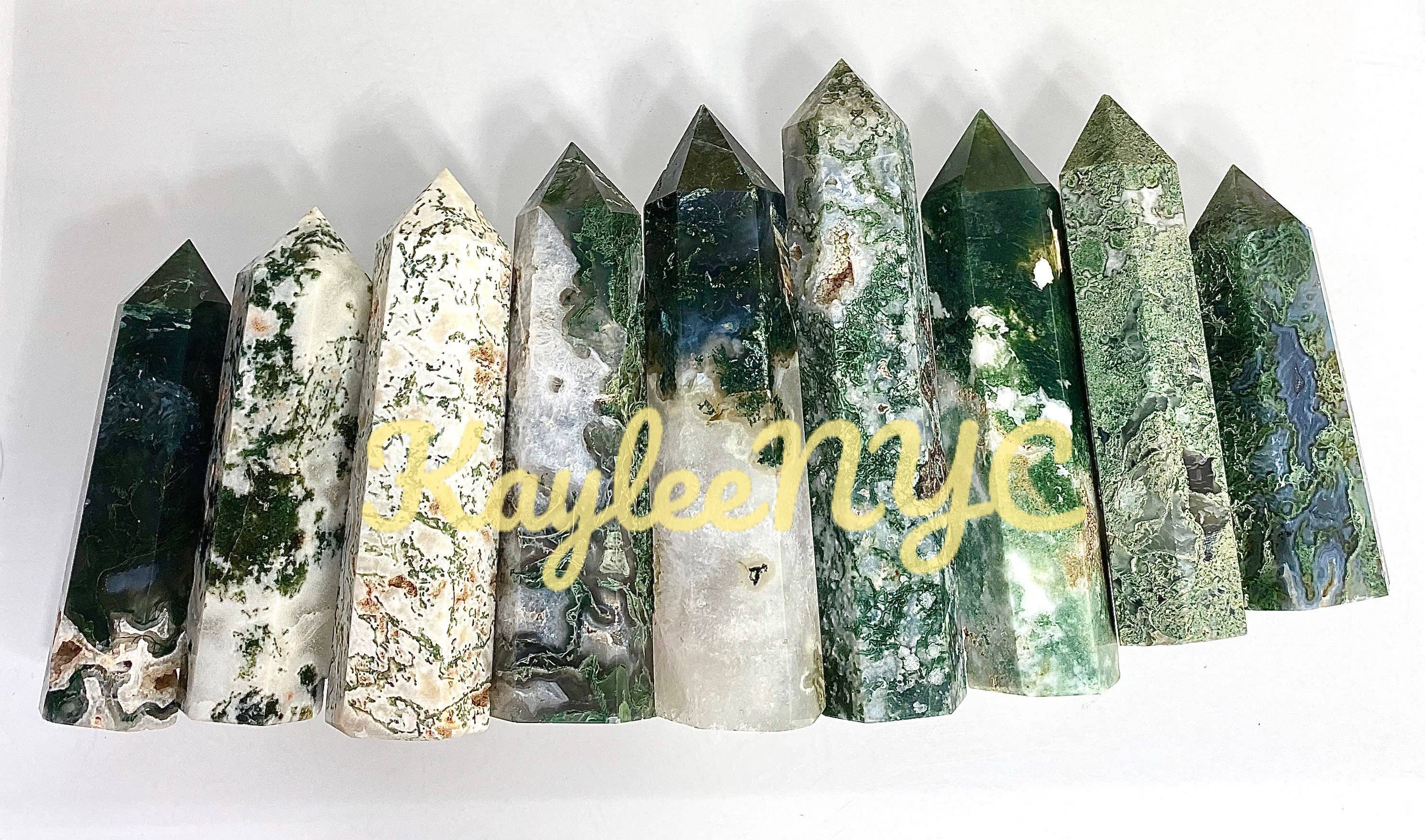 KayleeNYC - Wholesale Spiritual Stone/Crystal - 2 lbs Natural Moss Agate Obelisk Tower Point6