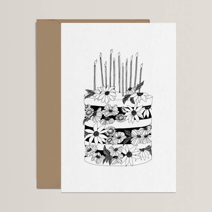 Anniversaire - Carte double et enveloppe en Kraft pour la vente par monocotylédone