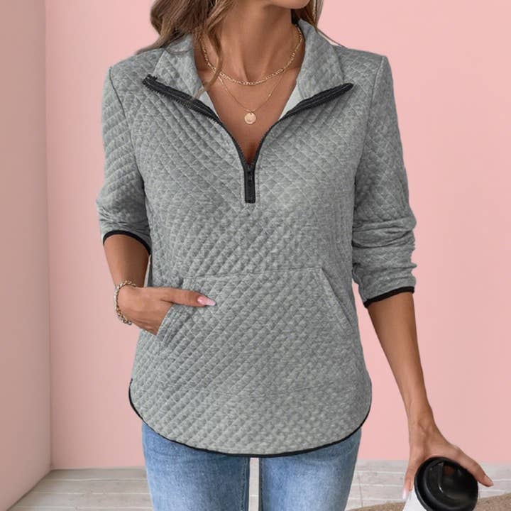 SPORTY HALF-ZIP STAND COLLAR SWEATSHIRT_CWTBLL4148 for wholesale by DOUBLJU