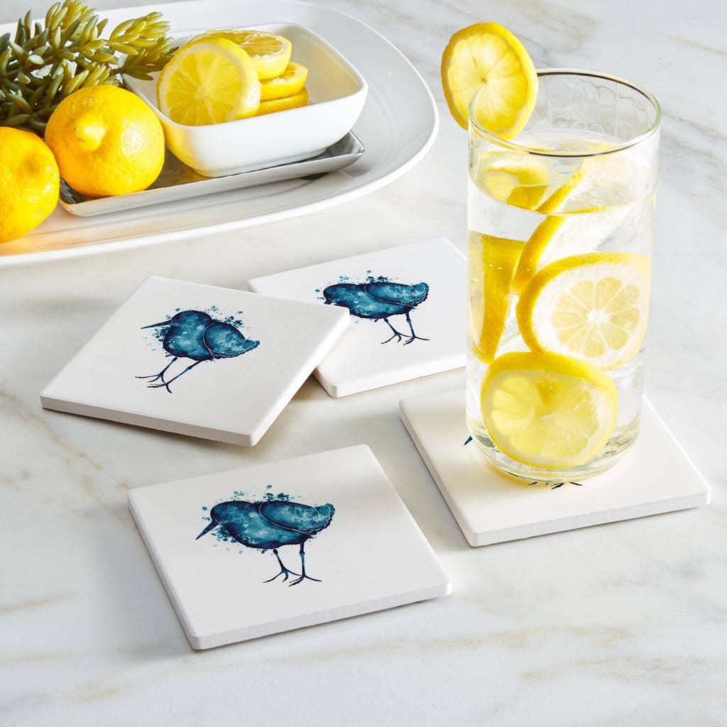 Love Local - Wholesale Coasters - East Coast Water Color Sand Piper | Absorbent Coasters | Set of 4 | Min 21