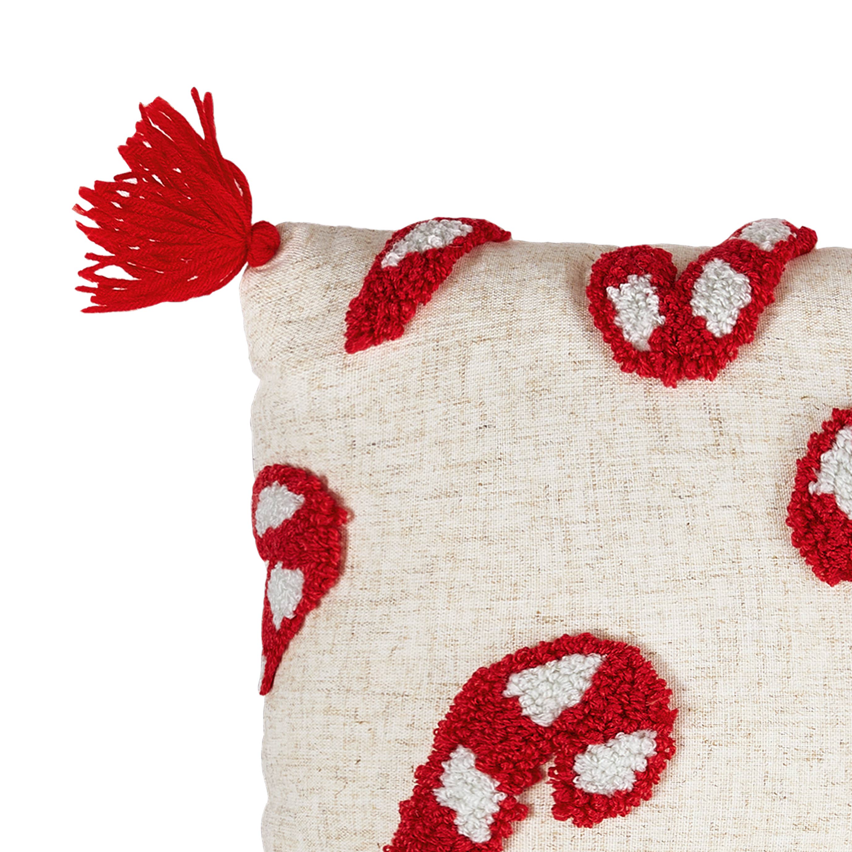 Peking Handicraft - Wholesale Throw/Decorative Pillow - Candy Canes w/Tassels Tufted Pillow2