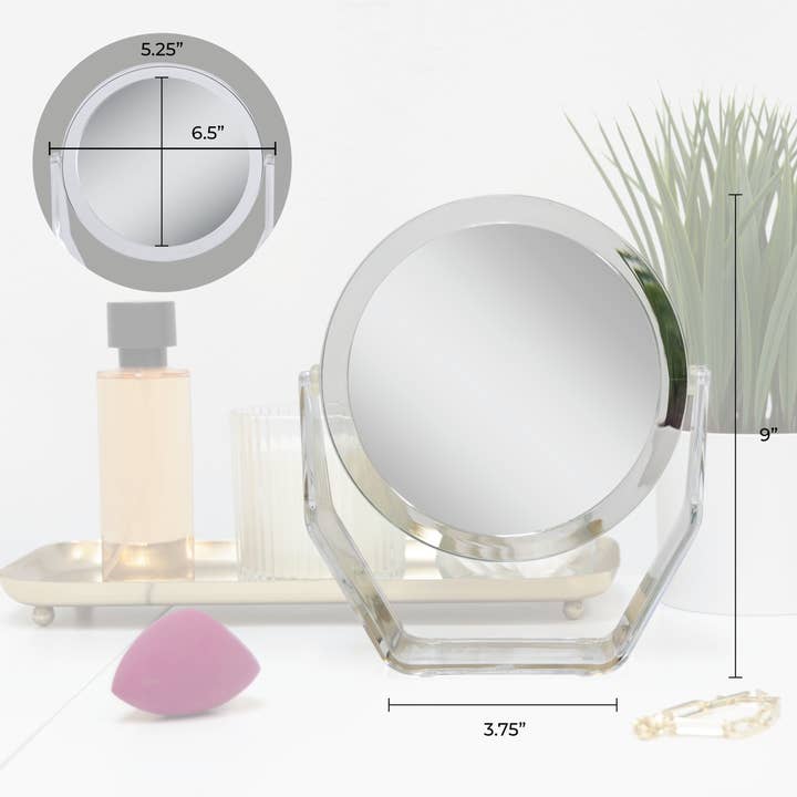 Clear Acrylic Makeup Mirror with Magnification & Swivel for wholesale on Faire