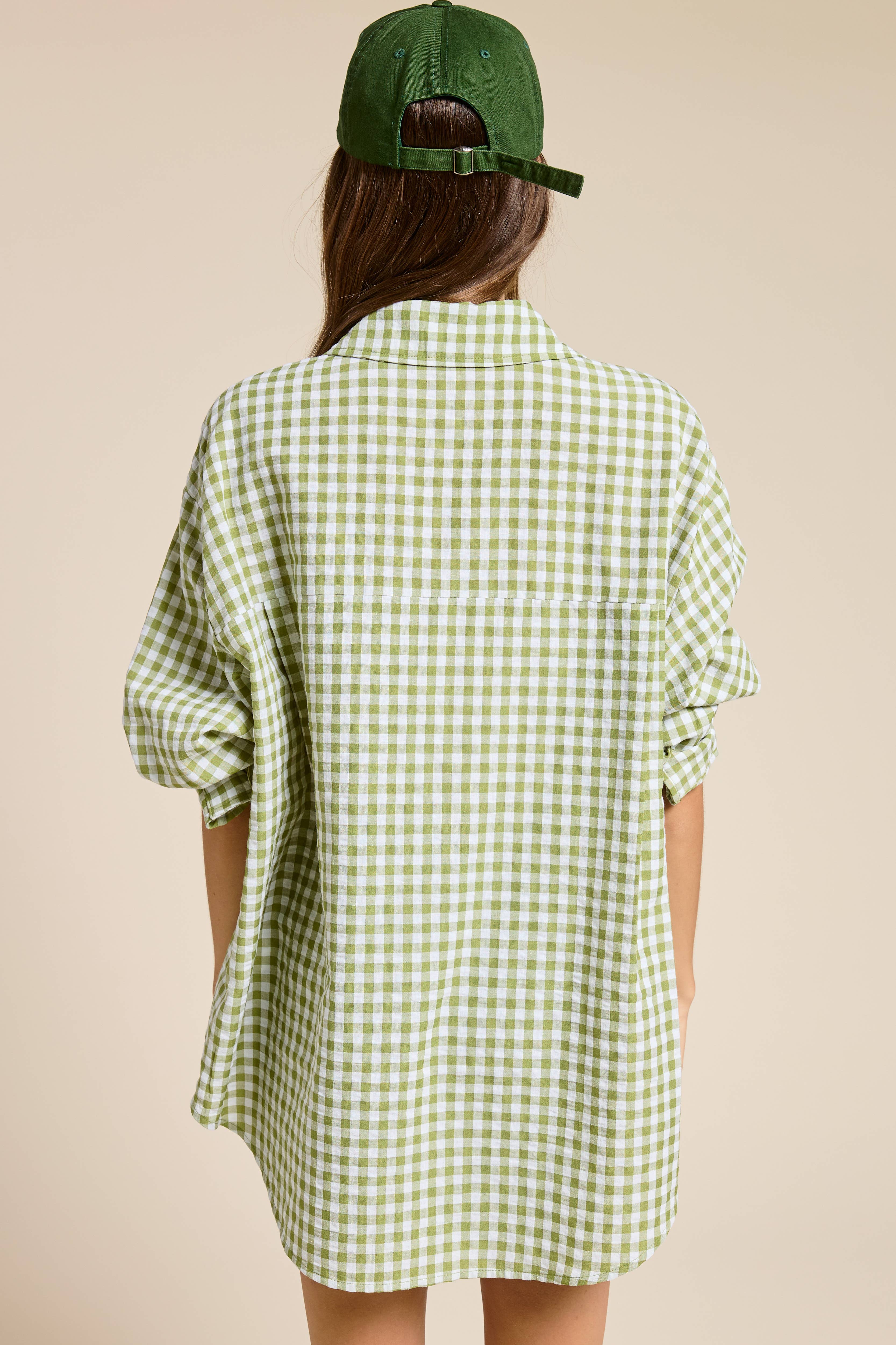 Mimosa - Wholesale Button Down Shirt - Women's - Oversized Gingham Button Down Shirt8