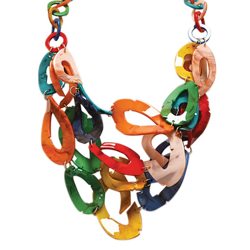 AMORINO SRL – wholesale Kedjehalsband – HALSBAND MED RINGAR OCH OVALA HÄNGEN I HARTS - FT24184A4761