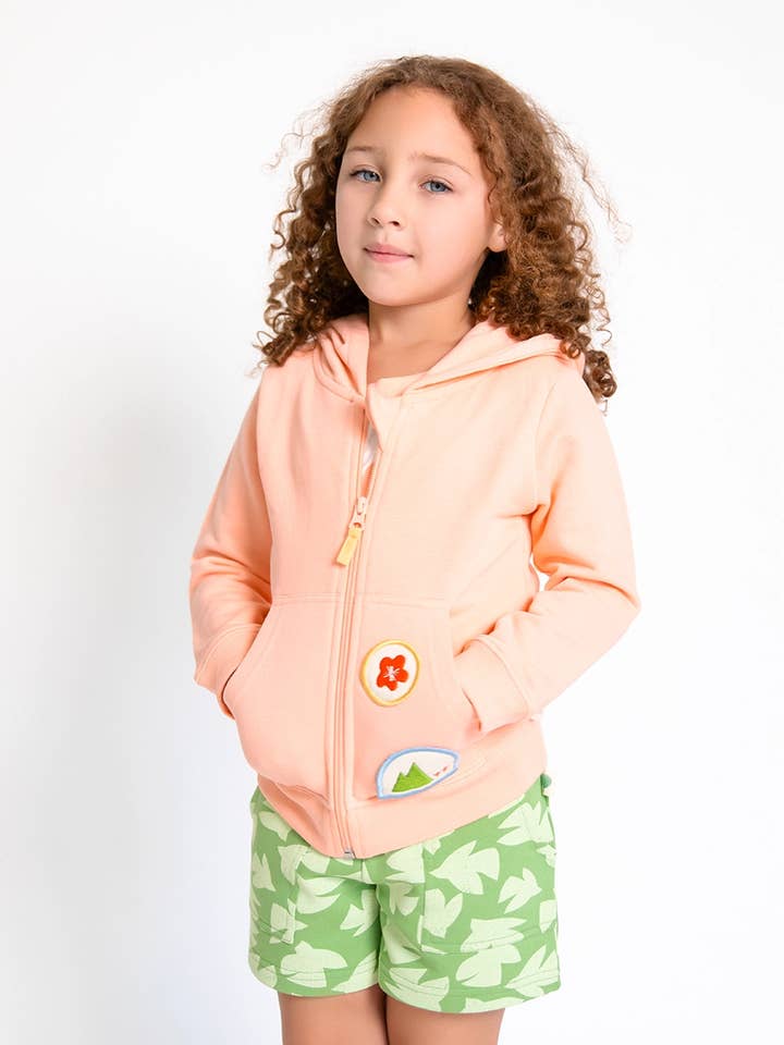 Crann Organic - Wholesale Shorts - Kids - Kids' Organic Cotton Shorts - Green Bird Print3