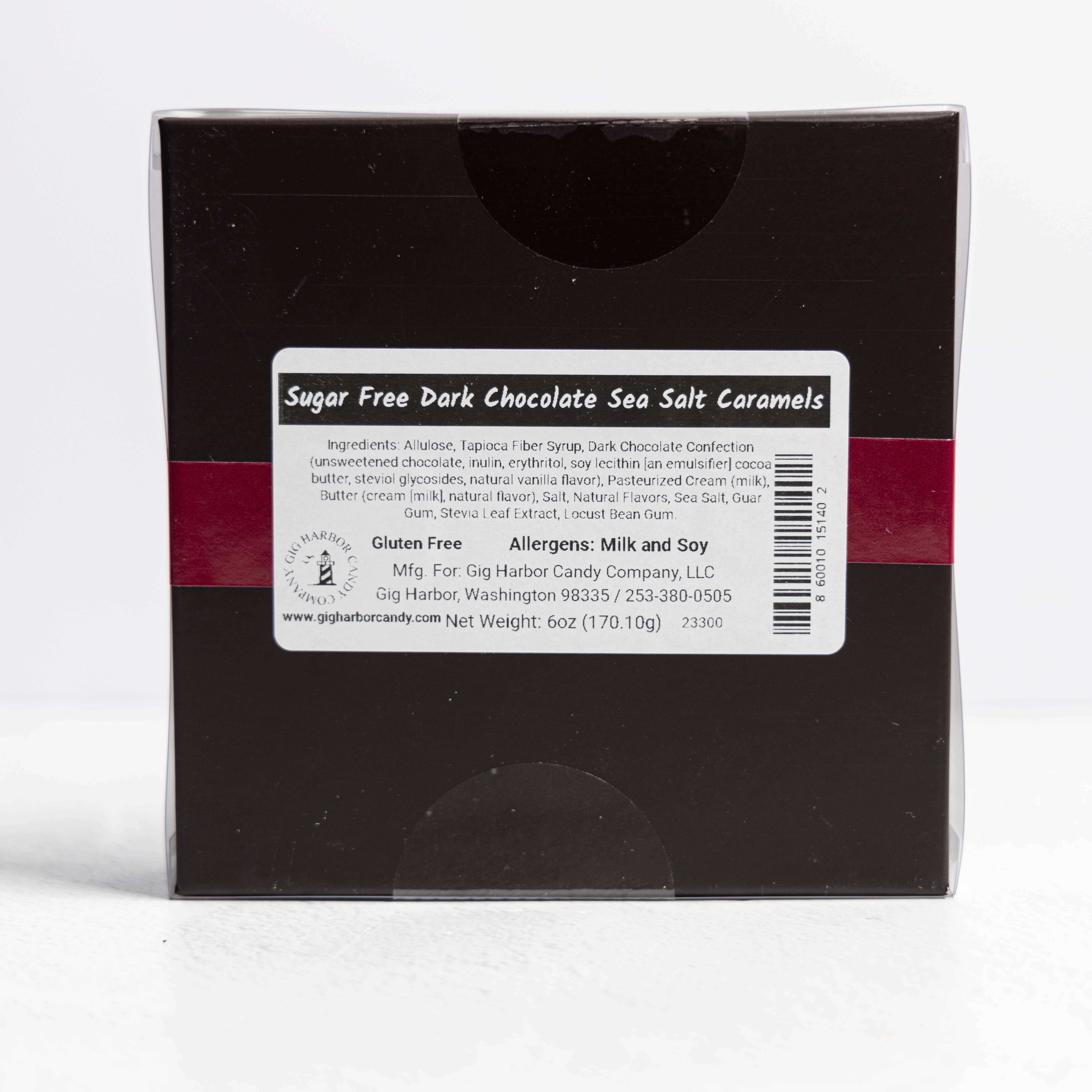 Gig Harbor Candy Company – Engroshandel Chokoladeovertrukket slik – Sukkerfri mørk chokolade med havsalt og karamel6
