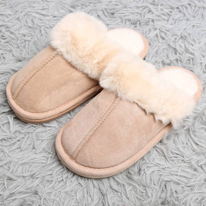 Fashion City - Wholesale Slippers - Women's - Solid Faux Fur Suede All Day Mule Slippers2