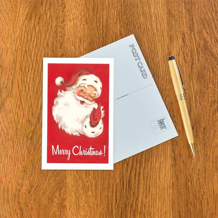 Found Image Press - Wholesale Postcard - Postcard MC-362 Merry Christmas. Winking Santa Claus1