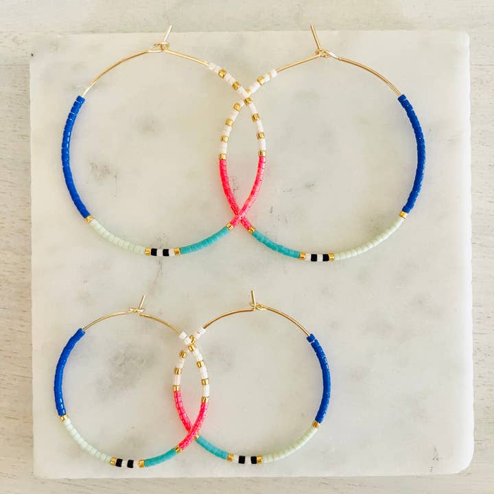 Girls Day Out by Amy Houston - Wholesale Hoop Earrings - Key Largo miyuki glass beaded hoop earrings