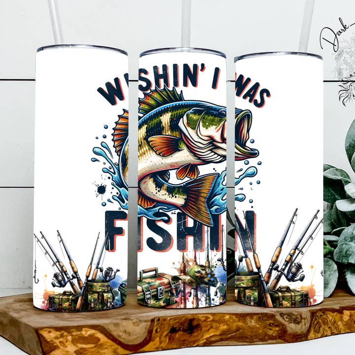 Wishes I Was Fishing/Herr/Pappa/Utomhus/Tumbler för wholesale av Dark Horse Dream Designs LLC