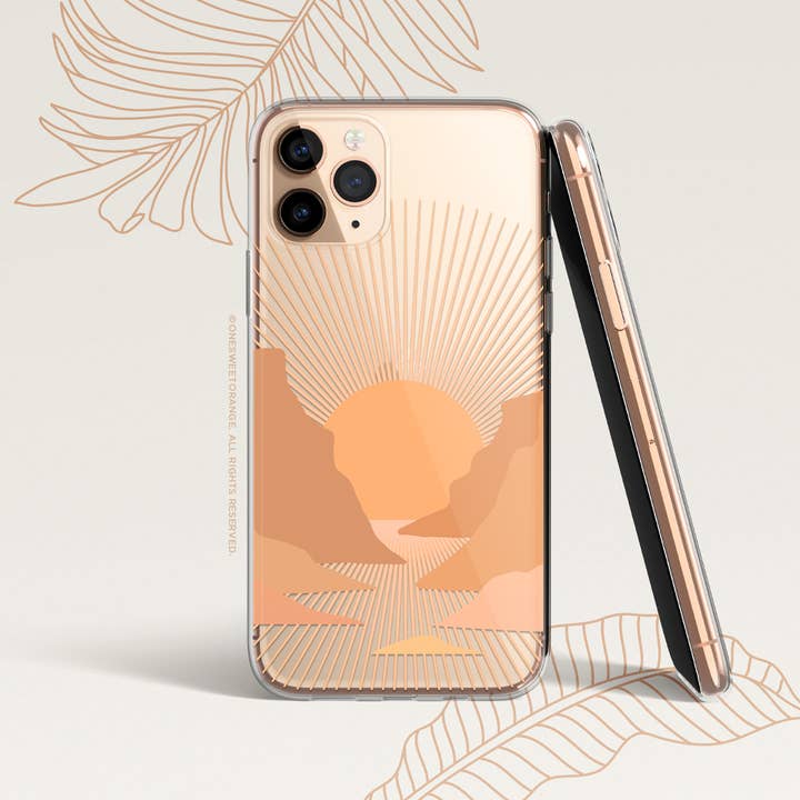 iPhone Sunset Case Clear Mountain Case Sun iPhone Case for wholesale by Onesweetorange