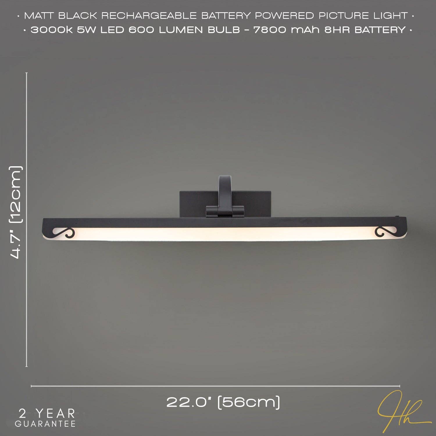 Happy Homewares – wholesale Accent/desk lamp – Black Patterned Wireless Rechargeable LED Touch Dimmable Picture Light6