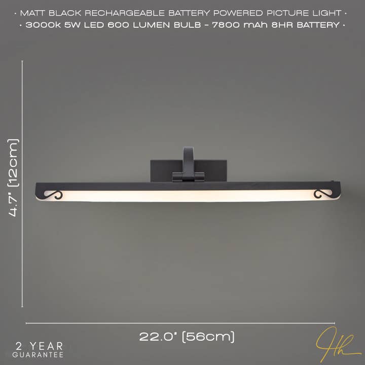 Happy Homewares – wholesale Accent/desk lamp – Black Patterned Wireless Rechargeable LED Touch Dimmable Picture Light6