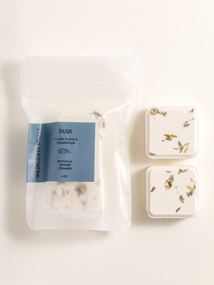 Dusk Botanical Shower Steamers - Ylang Ylang Cedarwood for wholesale by Wildflower Rituals
