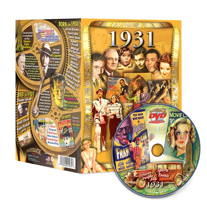 Tarjeta de felicitación con vídeo Flickback en DVD de 1931: regalo de 90 cumpleaños o aniversario para venta al por mayor de Flickback