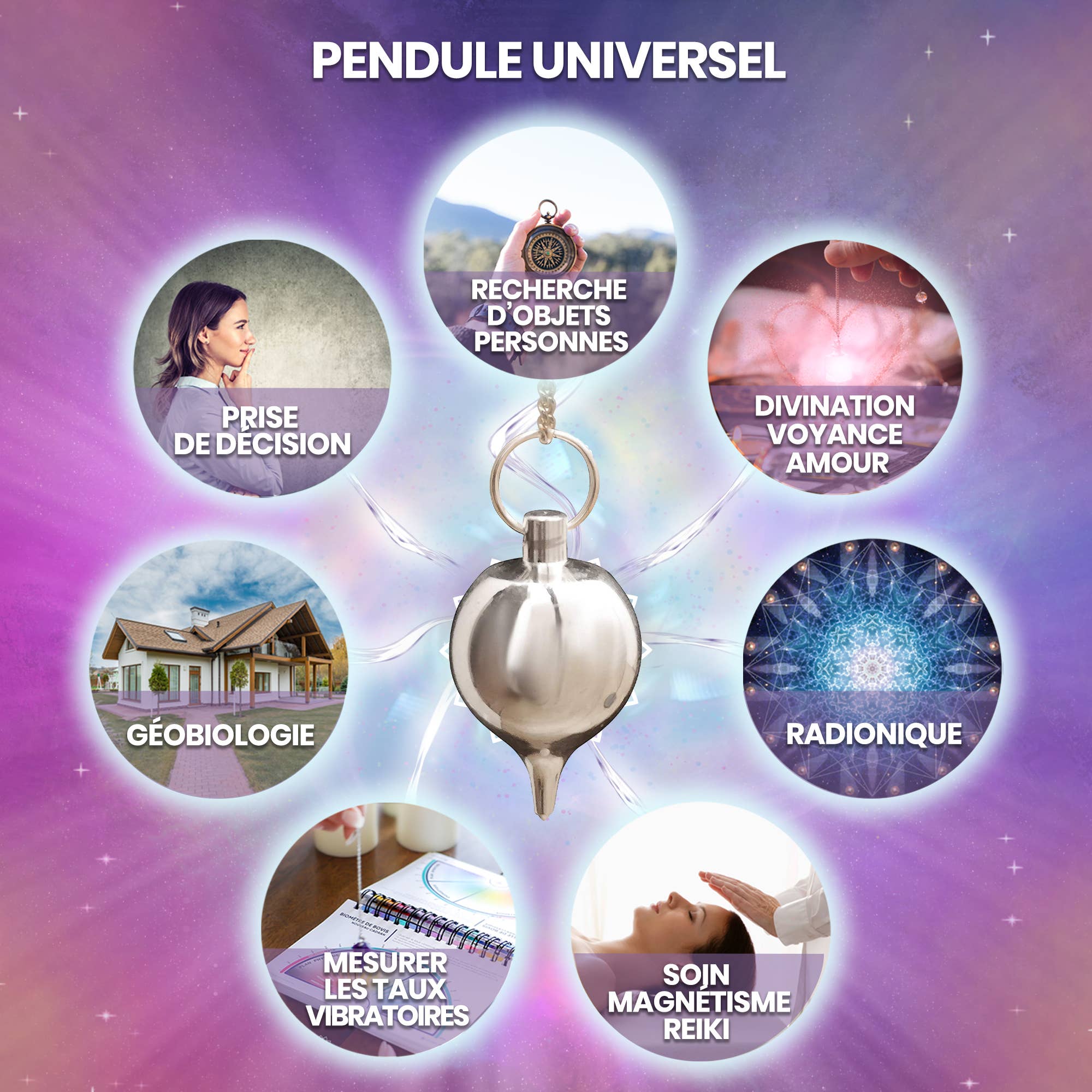 Vibratis – Großhandel Meditationszubehör – Radiästhesie-Orakeluhr – silberner Tropfen3