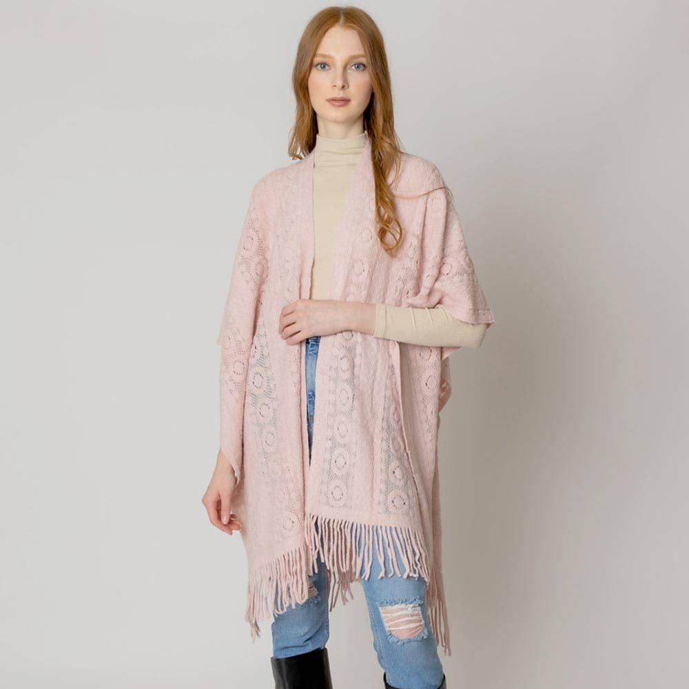Sensibling Corp. - Vendita all'ingrosso Poncho - Donna - Poncho Ruana all'uncinetto solido5