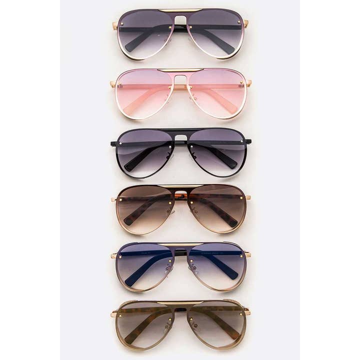 Lunettes de soleil Aviator à blocs latéraux à paillettes pour la vente par LA Jewelry Plaza