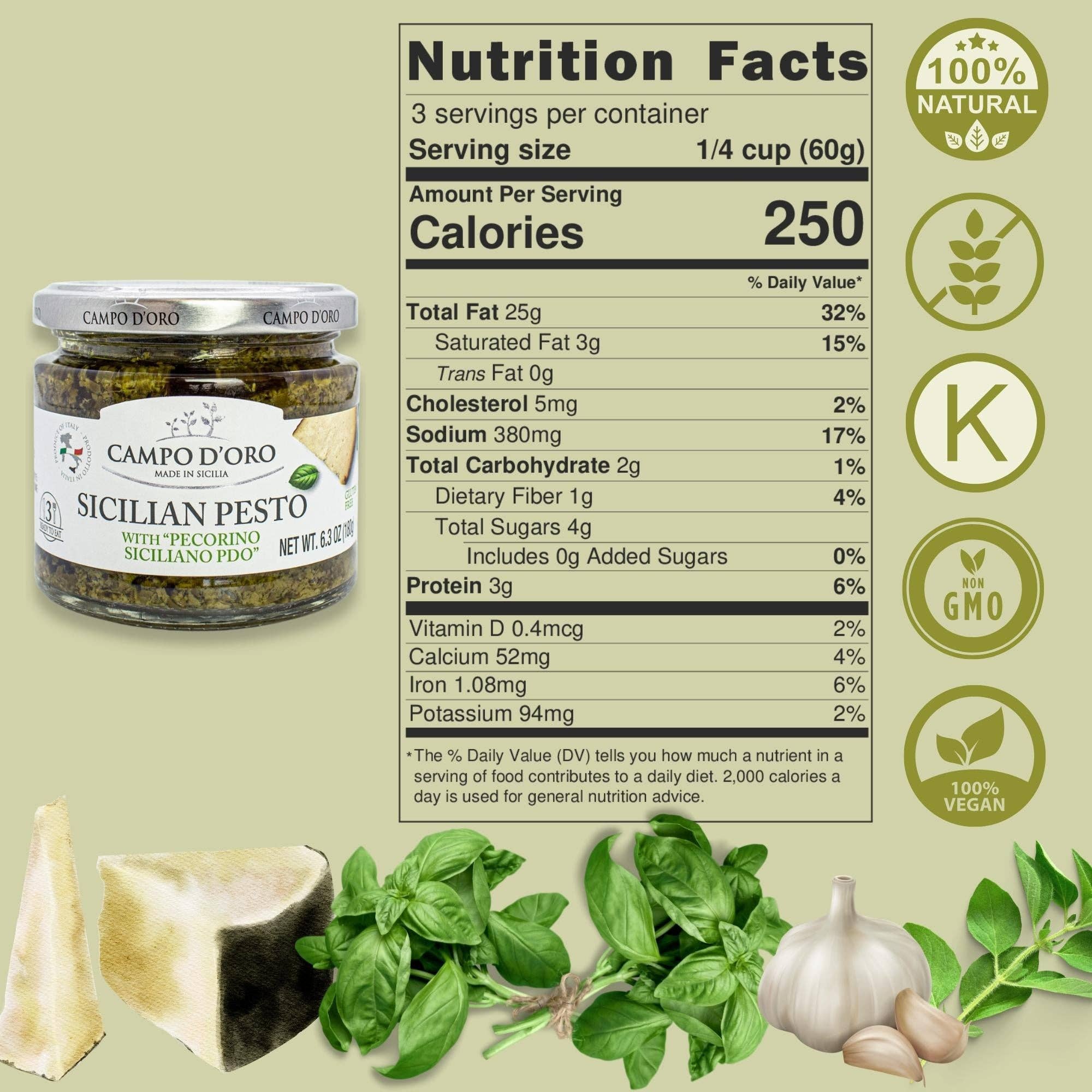 Wholesale Italian Food - Wholesale Pesto - Campo D'Oro, Basil Pesto with Pecorino, 6.35 oz3