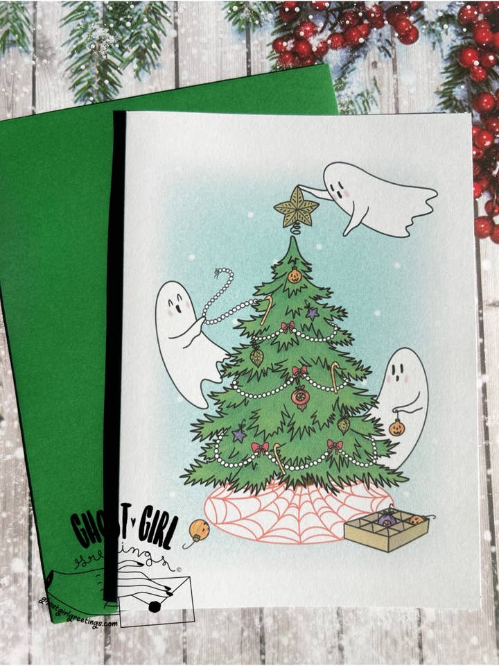 Cartão de Saudações: Spooky Christmas por atacado de Ghost Girl Greetings