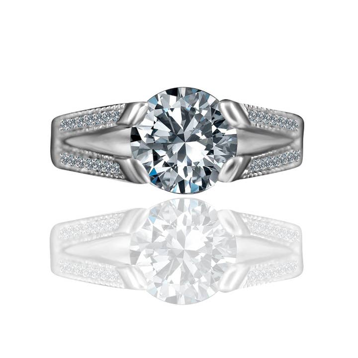 3CT Round Diamond Veneer Cubic Zirconia Tension Ring. 635R13 for wholesale by Diamond Veneer Travel Jewelry