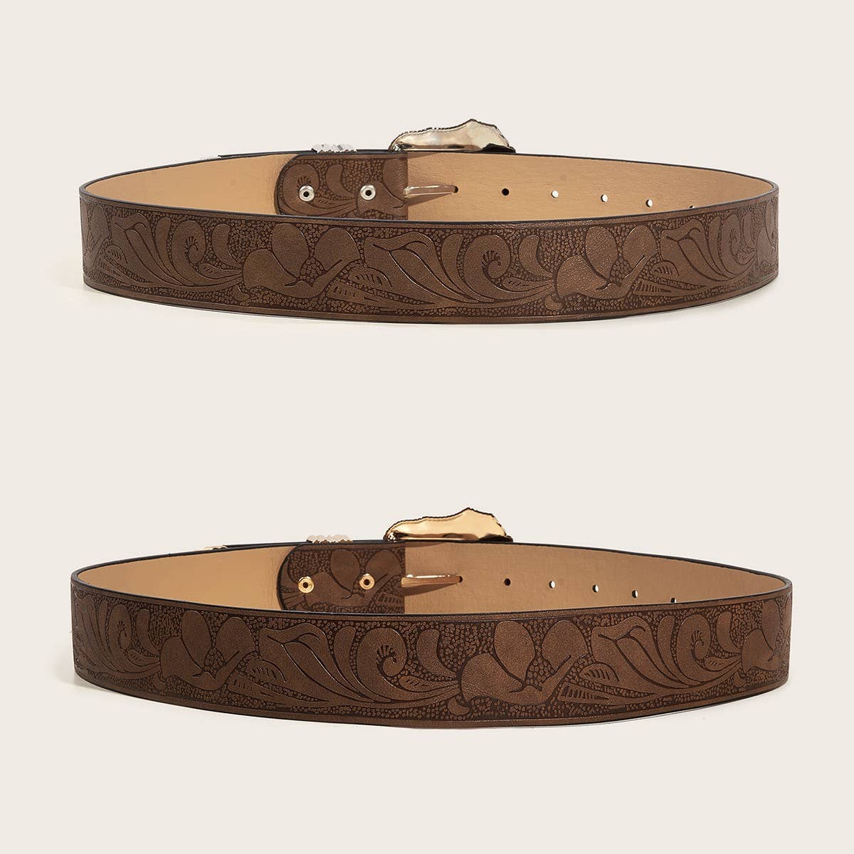 NINEXIS - Wholesale Belt - Women's - CWABE0548_BROWN TEXTURED PRINTED BELT7