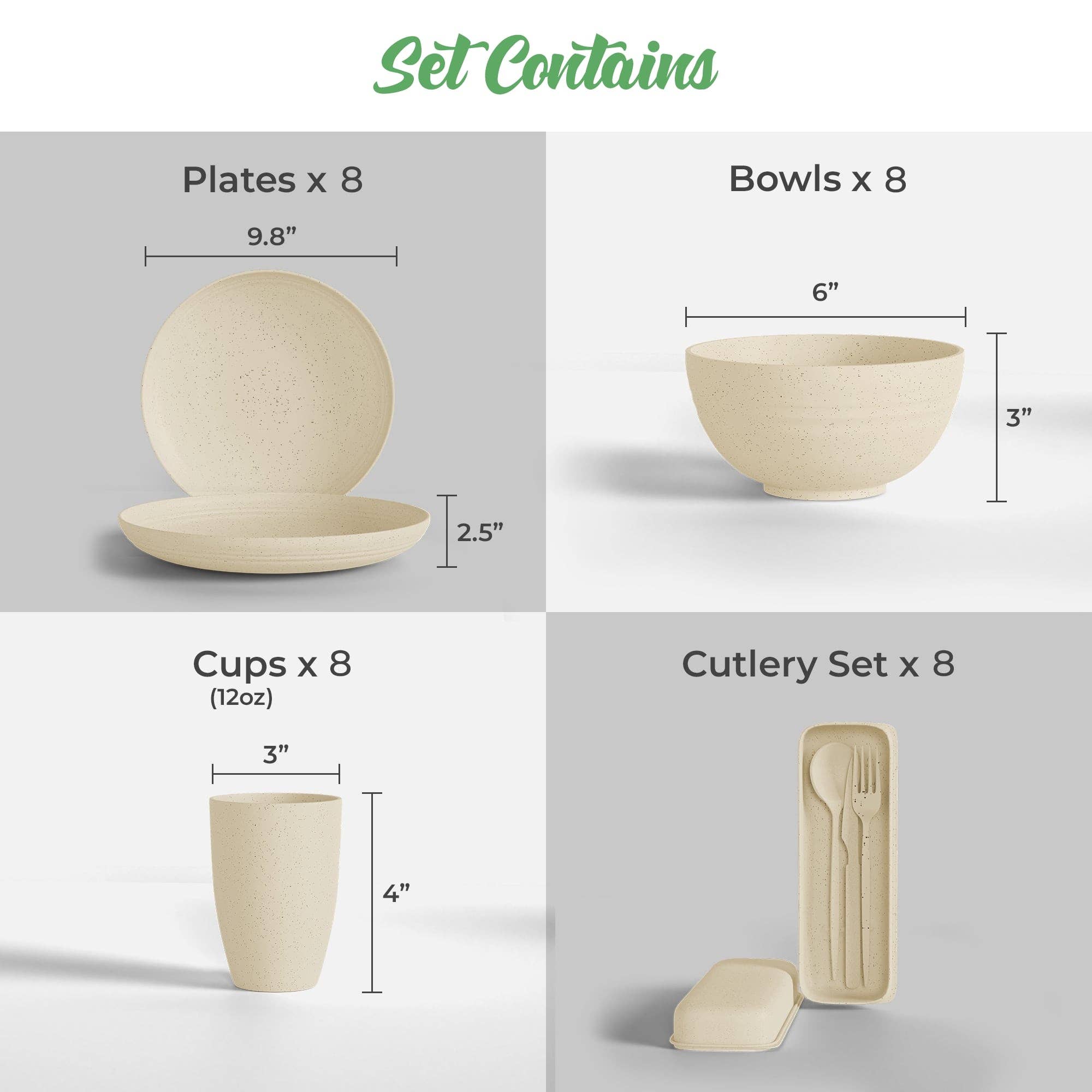 Greendish - Venta al por mayor Conjuntos de vajilla - Conjuntos de vajilla reutilizable ecológica de paja de trigo3