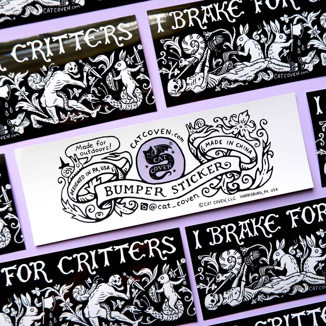 Cat Coven - Wholesale Sticker - I Brake For Critters - Bumper Sticker2