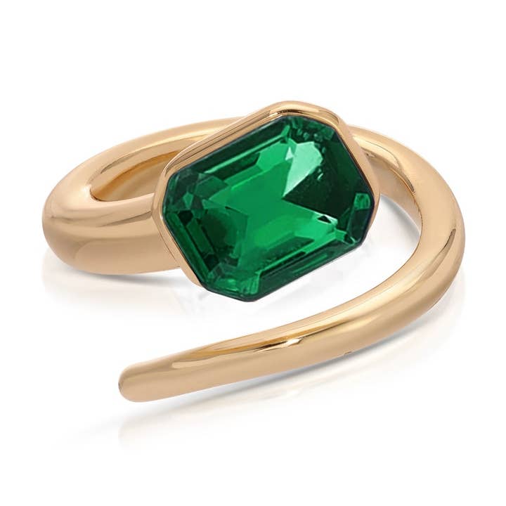 Ettika - Wholesale Single Stone/Solitaire Ring - Emerald Deco Wrap Ring0