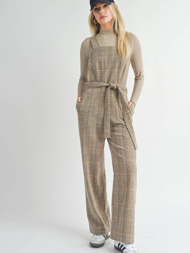Harmony Herringbone Overall: BROWN MULTI for wholesale by Sage The Label