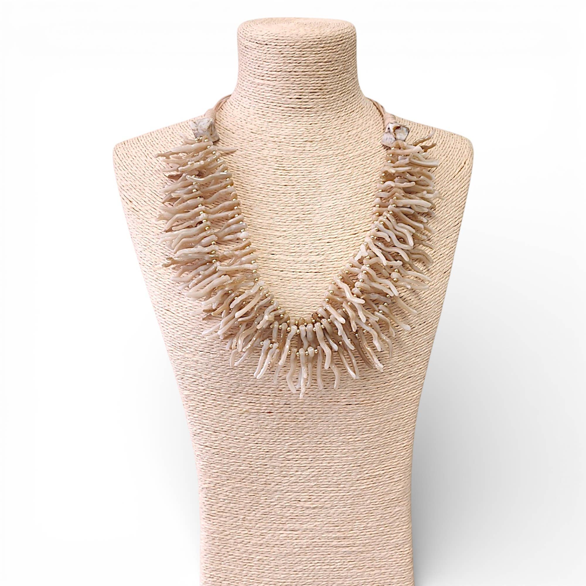 Bijoux Envie Statement Jewelry - Wholesale Beaded/Pearl Necklace - White Coral Branch Necklace | Handmade Statement Jewelry1