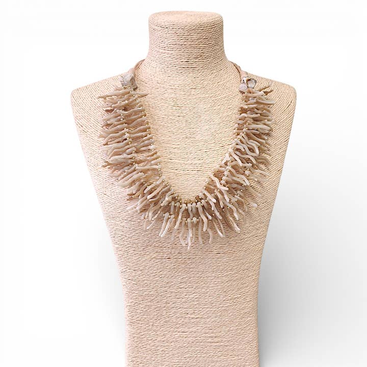 Bijoux Envie Statement Jewelry - Wholesale Beaded/Pearl Necklace - White Coral Branch Necklace | Handmade Statement Jewelry1