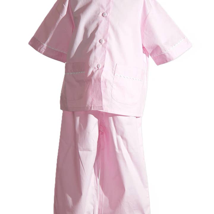 Pijama Clásico Rosa con Botones y Dos Bolsillos Laterales para venta al por mayor de Hello Bebes!