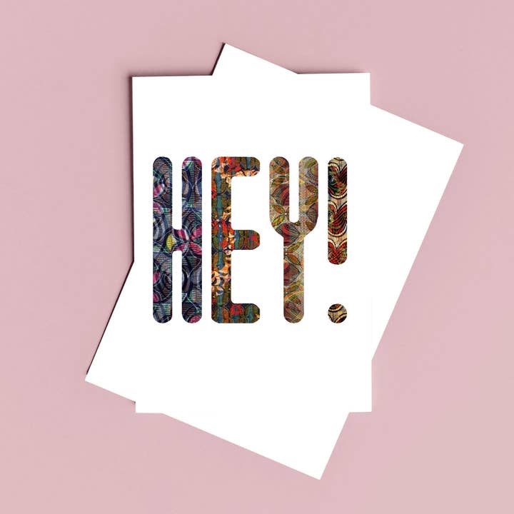 Hey! Greeting Card for wholesale by Lime Green Dolly