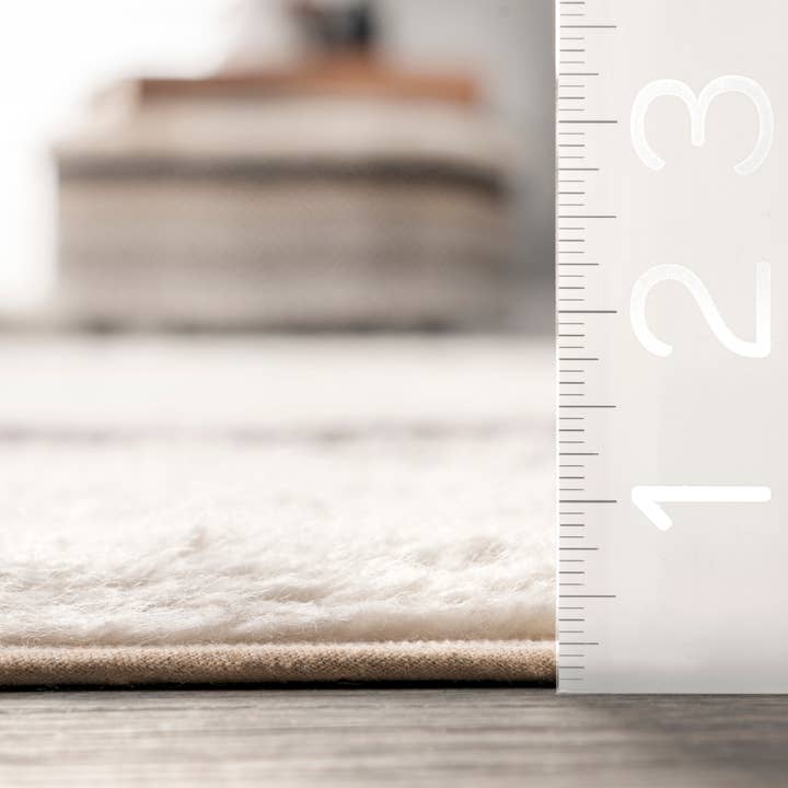 Ivory Striped Wool Machine Washable Area Rug for wholesale on Faire
