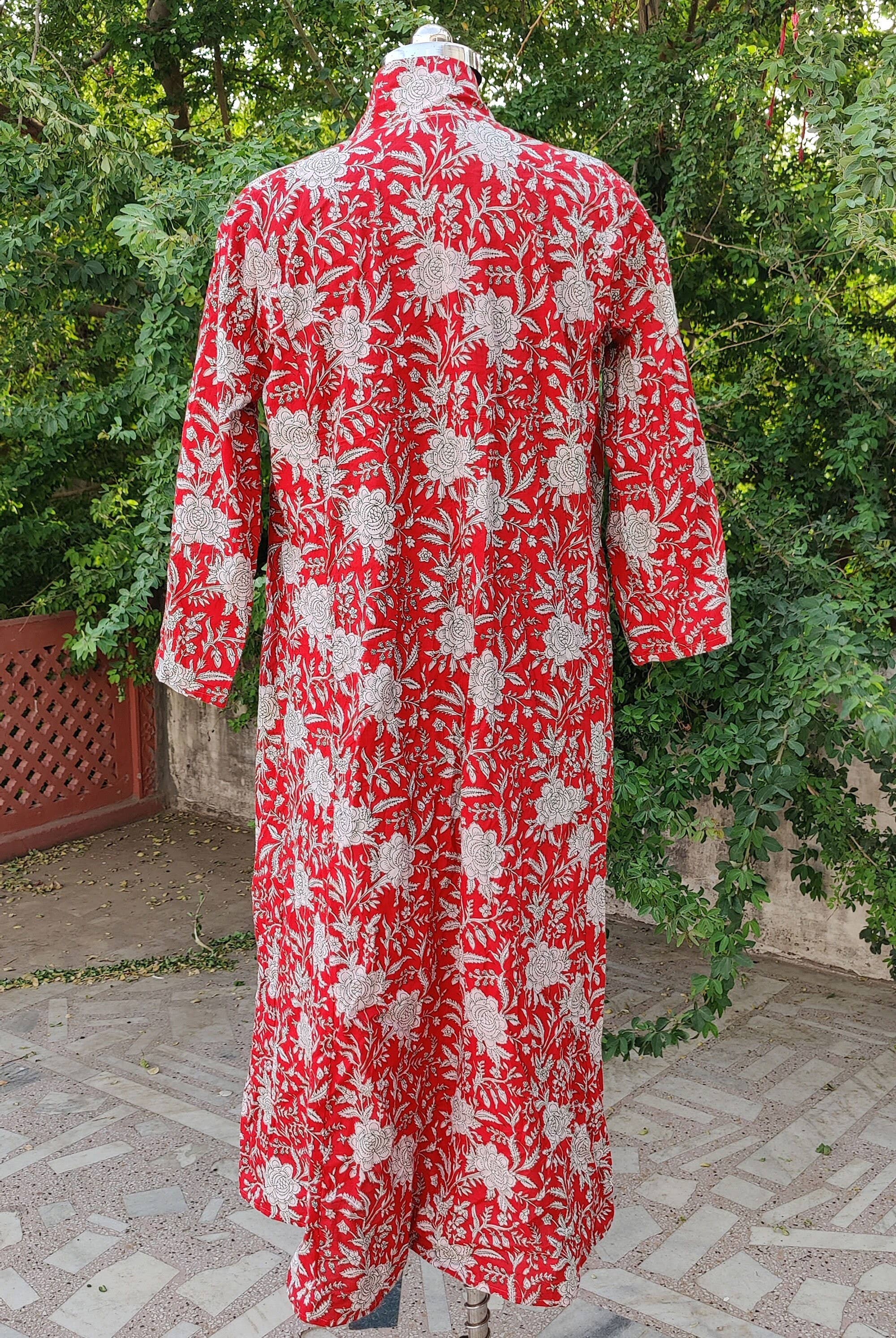 Bhawana Handicrafts - Wholesale Dress - Women's - Hand Block Print Floral Cotton Maxi Dress Indian Style6