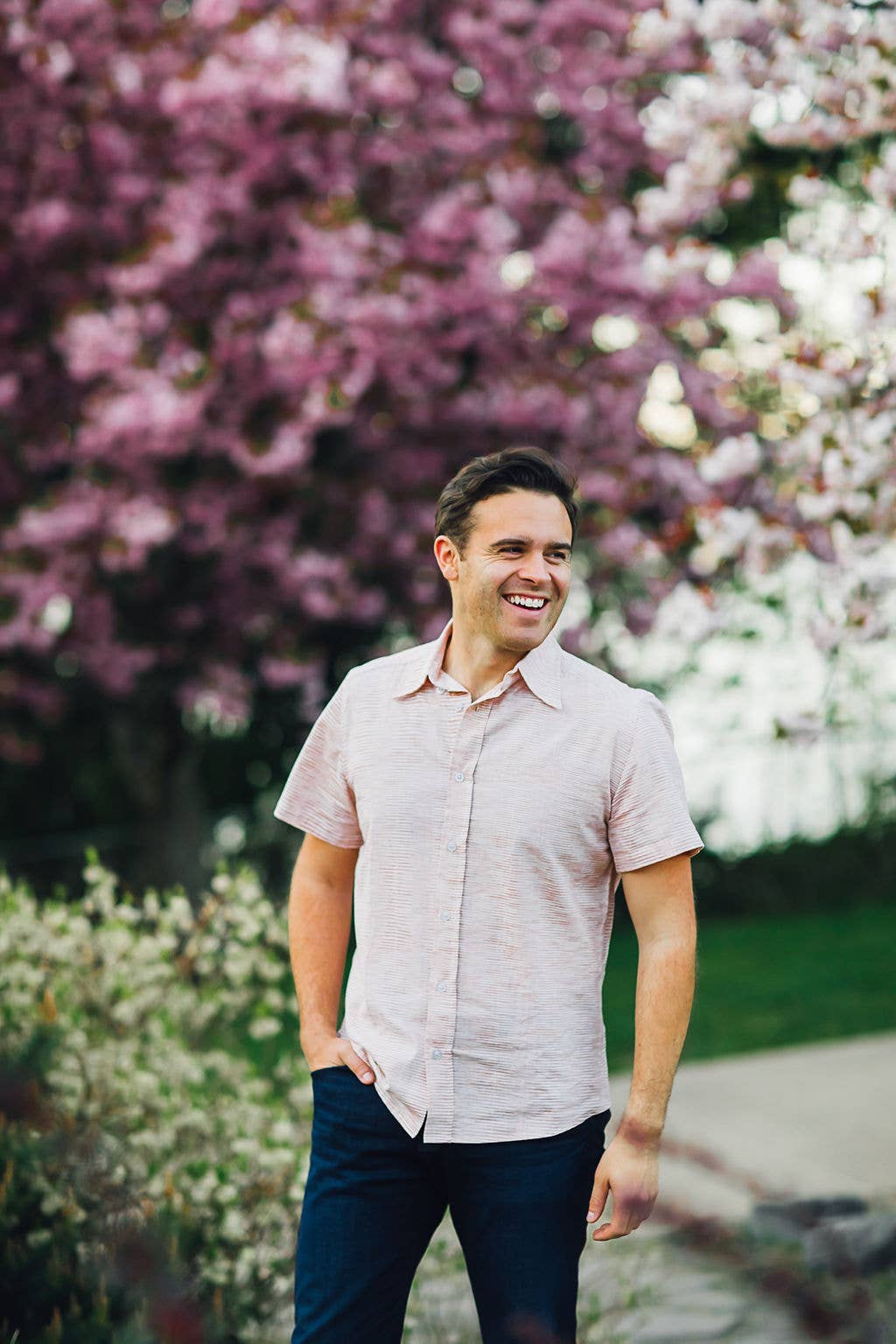 Passion Lilie - Wholesale Button Down Shirt - Men's - Salmon Ikat Men's Button Down Shirt3