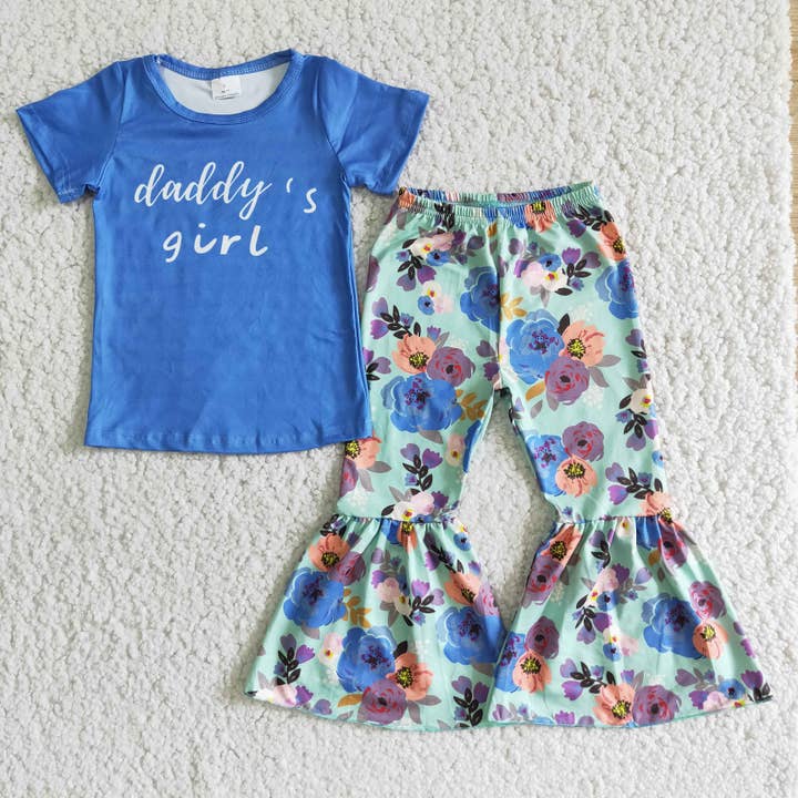 Yawoo Garments - Wholesale Top & Pant Set - Kids - Daddy's girl shirt floral pants kids boutique clothing
