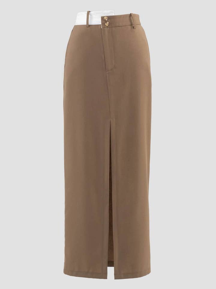 Jupe midi crayon fendue asymétrique avec boutons pour la vente par Moon River