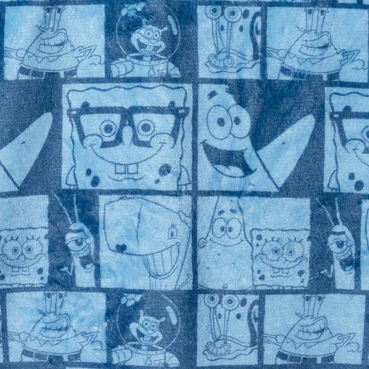 Navy SpongeBob SquarePants™ x Andy & Evan® | Kids (3-12) Spongebob Fleece Robe | Blue Collage for wholesale on Faire