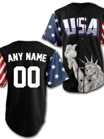 Custom Black USA Baseball Jersey for wholesale by Greater Half