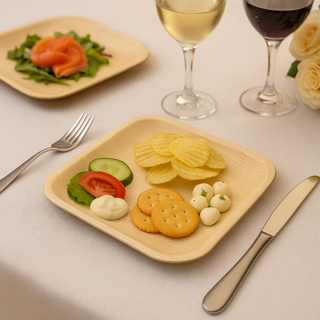 Rita Global Traders – Engroshandel Engangstallerken – 10 firkantede palmeblad engangs bambus tallerkener til thanksgiving7