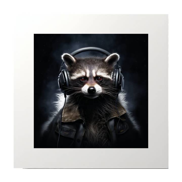 Raccoon Music Art Print for wholesale by Artificial Ink