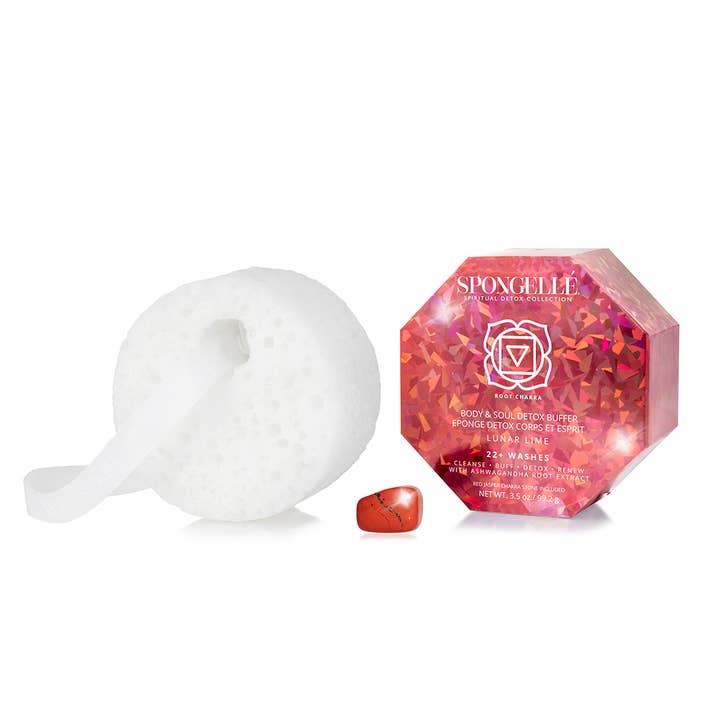 Spongellé – wholesale Bath pouf/sponge – Lunar Lime | Spiritual Detox (Red Jasper)