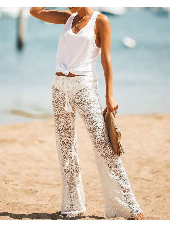 Queen Fashion – Engroshandel Strandbadekåbe – Dame – hule hæklede blondebukser med snor21